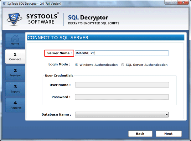 connect to sql server