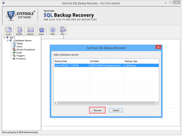 Recover SQL backup file