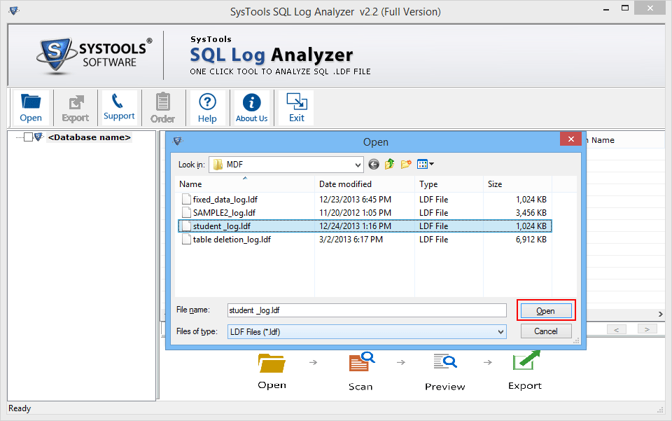 open sql log file